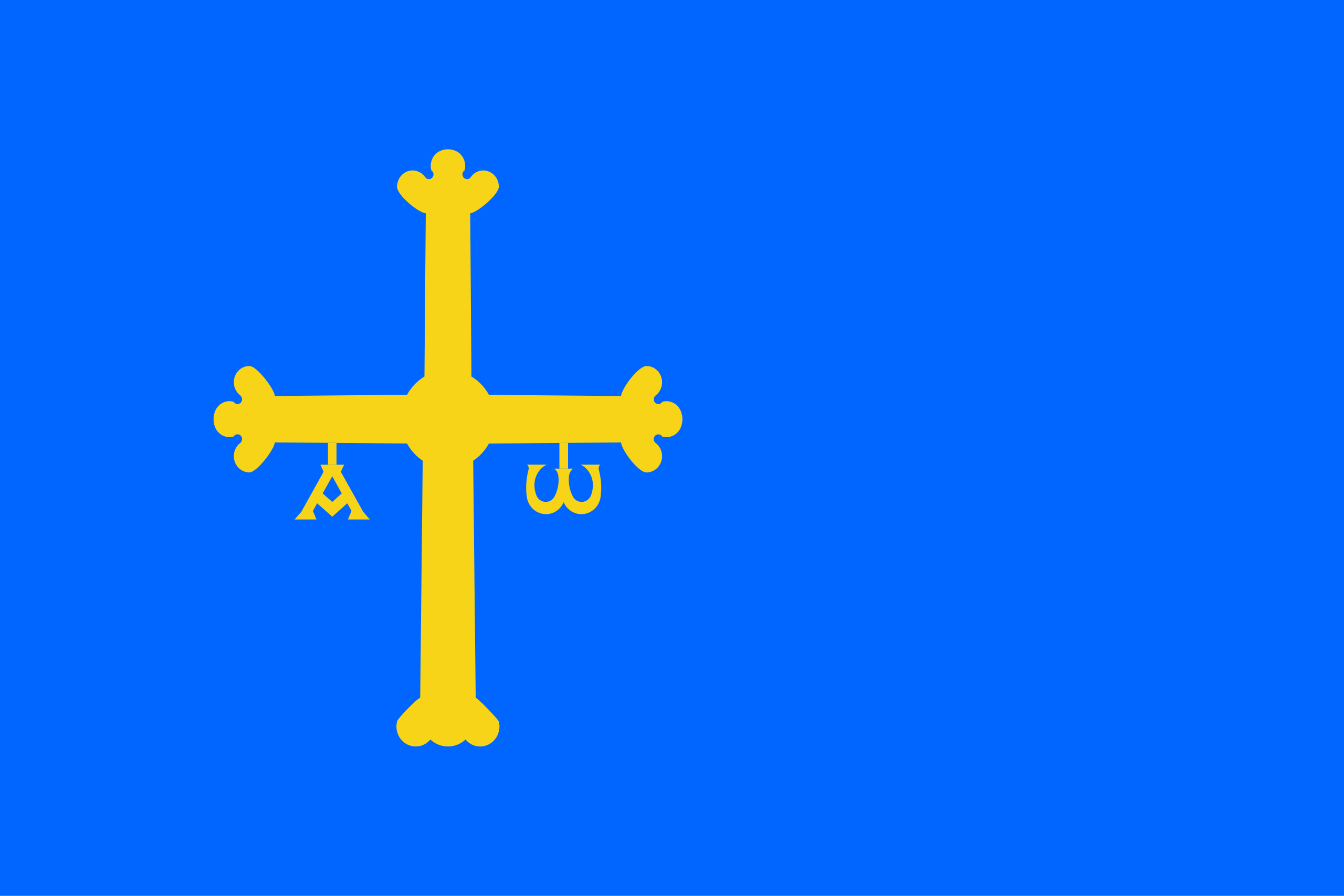Bandera del Principado de Asturias ondeando sobre fondo azul