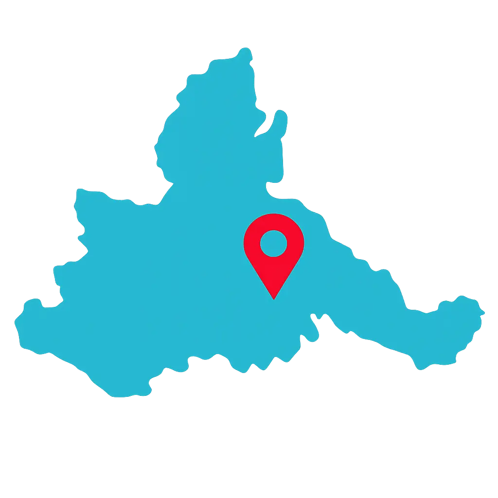 Mapa de Zaragoza con ubicación destacada en la capital Mapa de la provincia de Zaragoza en color turquesa con un pin rojo en la capital.