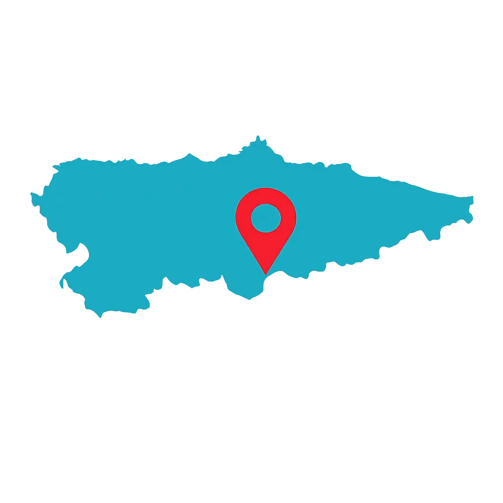 Mapa de la provincia de Asturias con marcador de ubicación